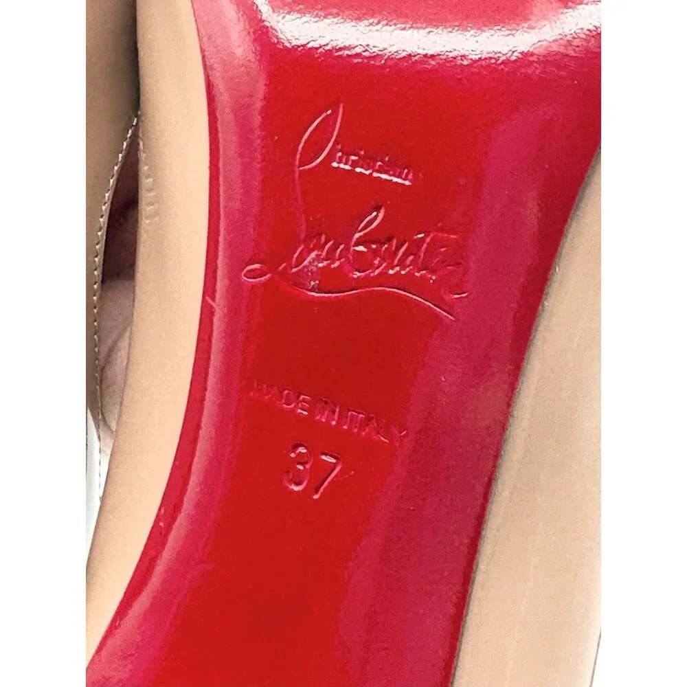 Christian Louboutin Hot Chick 100 Nude Patent Leather Stiletto Heels Size EU 37